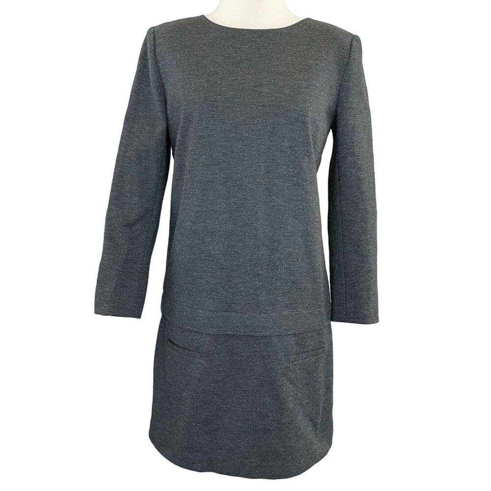 Veronica Beard Long Sleeve Drop Waist Gray Shift Dress, Women’s 2 *runs big*